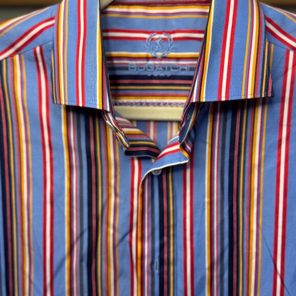 Bugatchi Uomo Men’s Multicolor Striped Button Down Shirt Size L - Picture 4 of 6